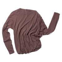 Black Crane Double Layer Draped Top in Dark Plum