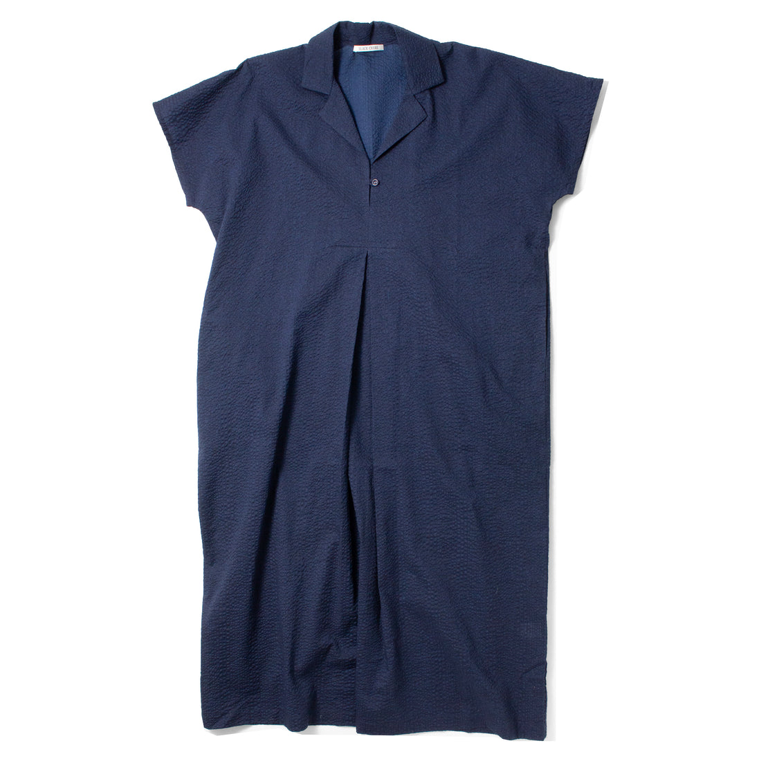 Black Crane Kite Dress in Micro Wave Texture Navy