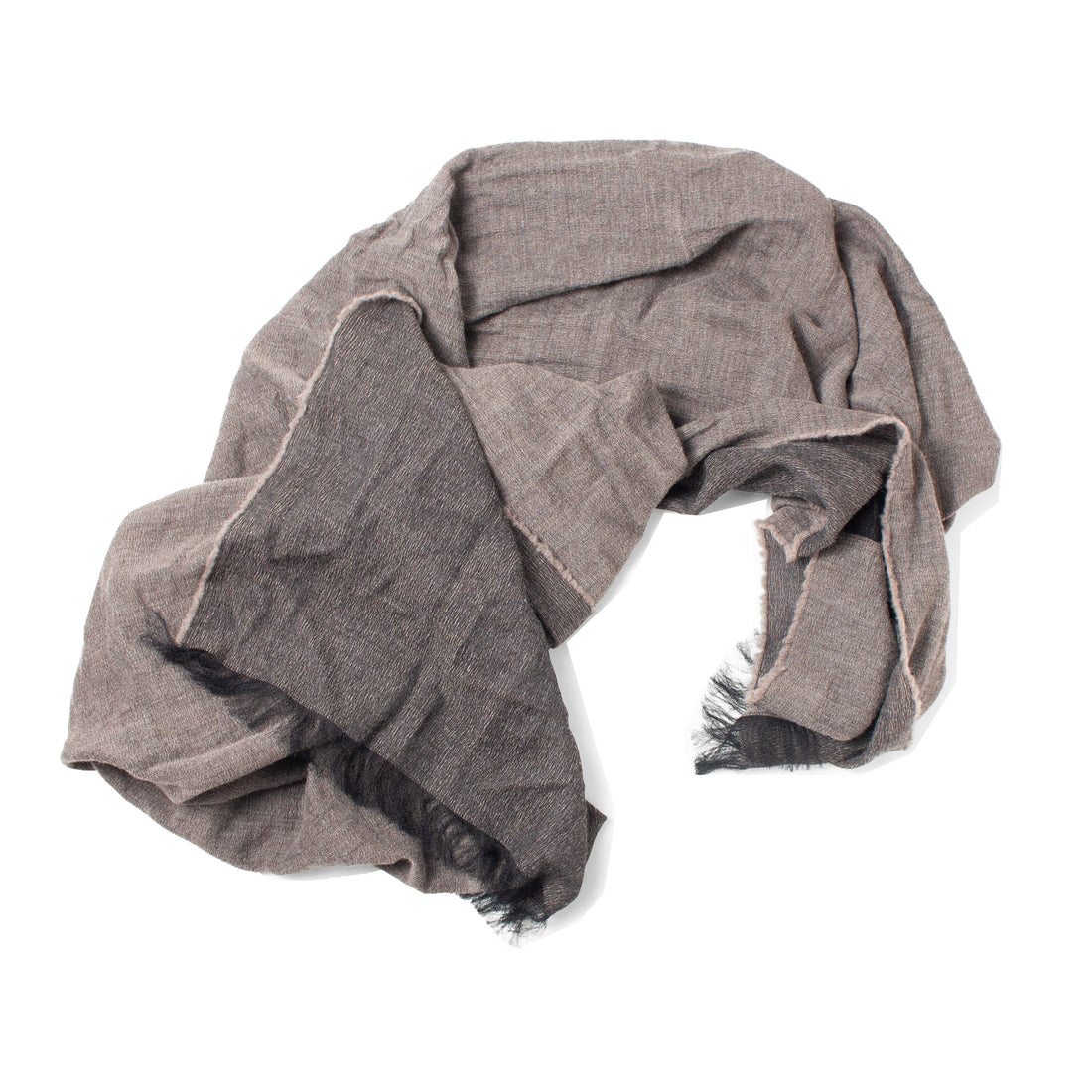 Black Crane Light Wool Wide Scarf in Grey