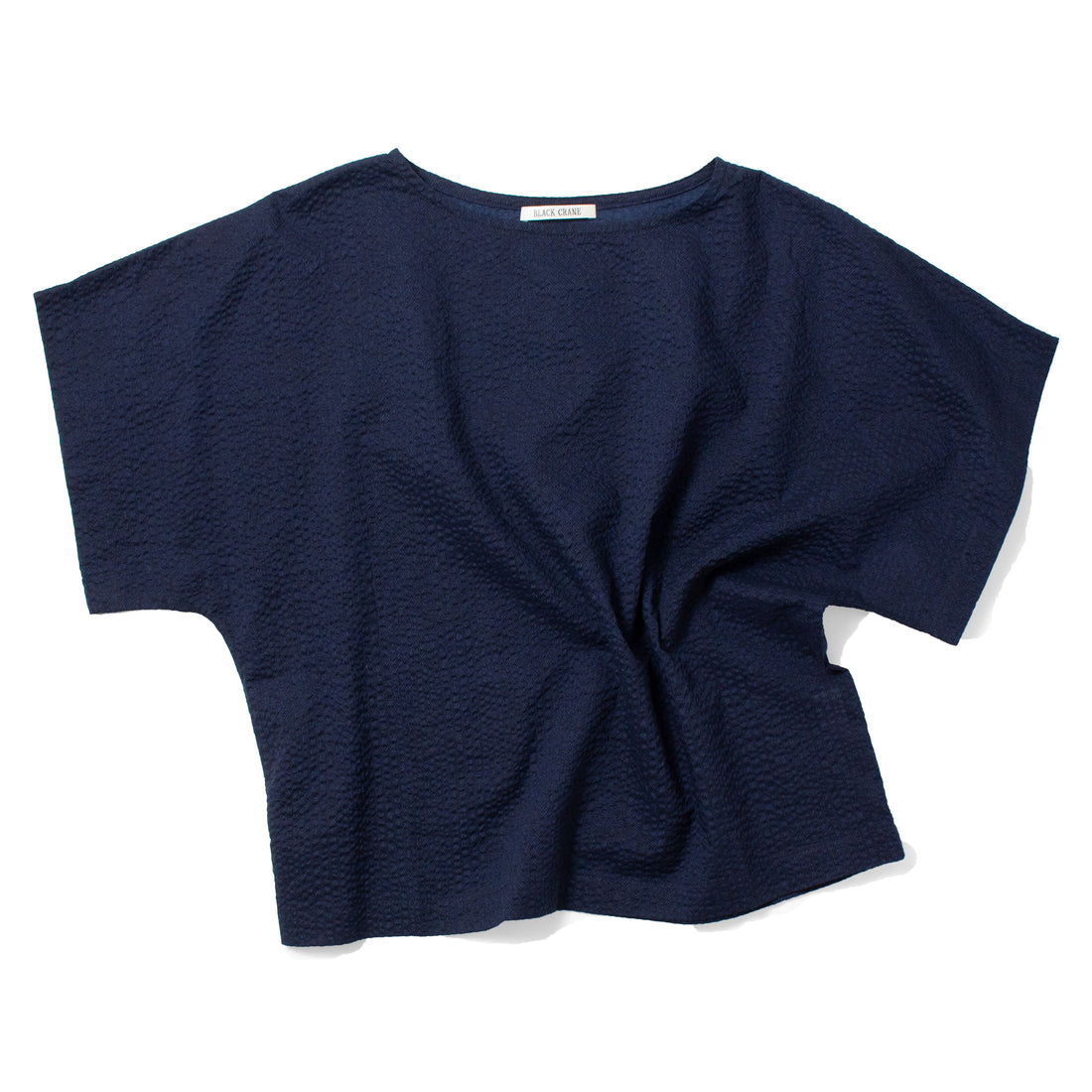 Black Crane Box Top in Micro Wave Texture Navy