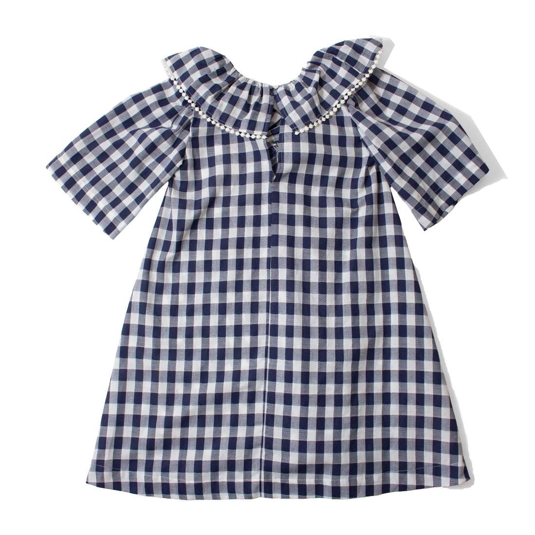 Carleen Ruffle Dress in Navy Gingham