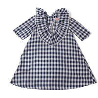 Carleen Ruffle Dress in Navy Gingham
