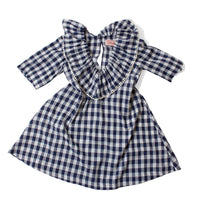 Carleen Ruffle Dress in Navy Gingham