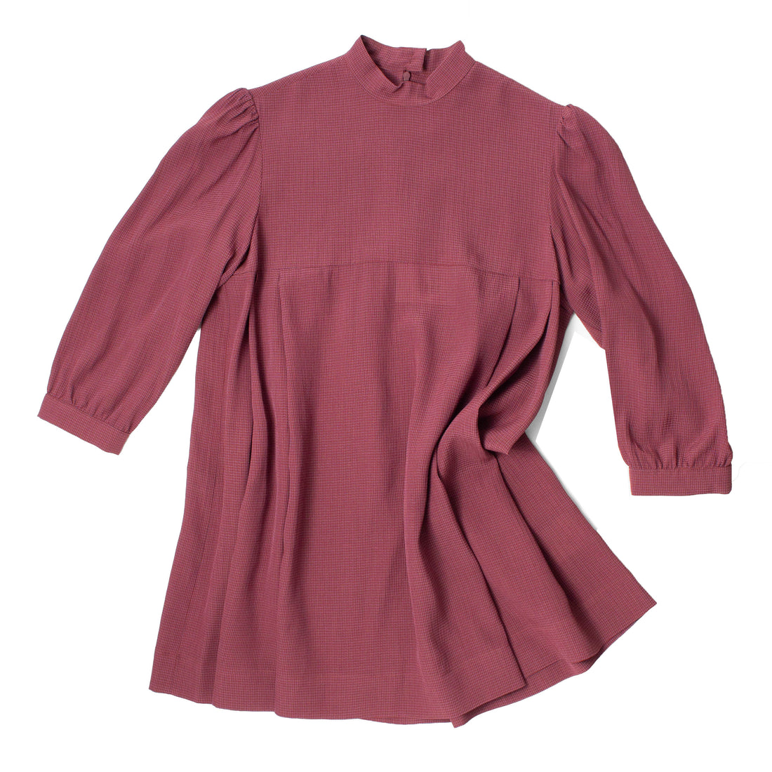 Carleen Smock Mini Dress in Mauve Microplaid