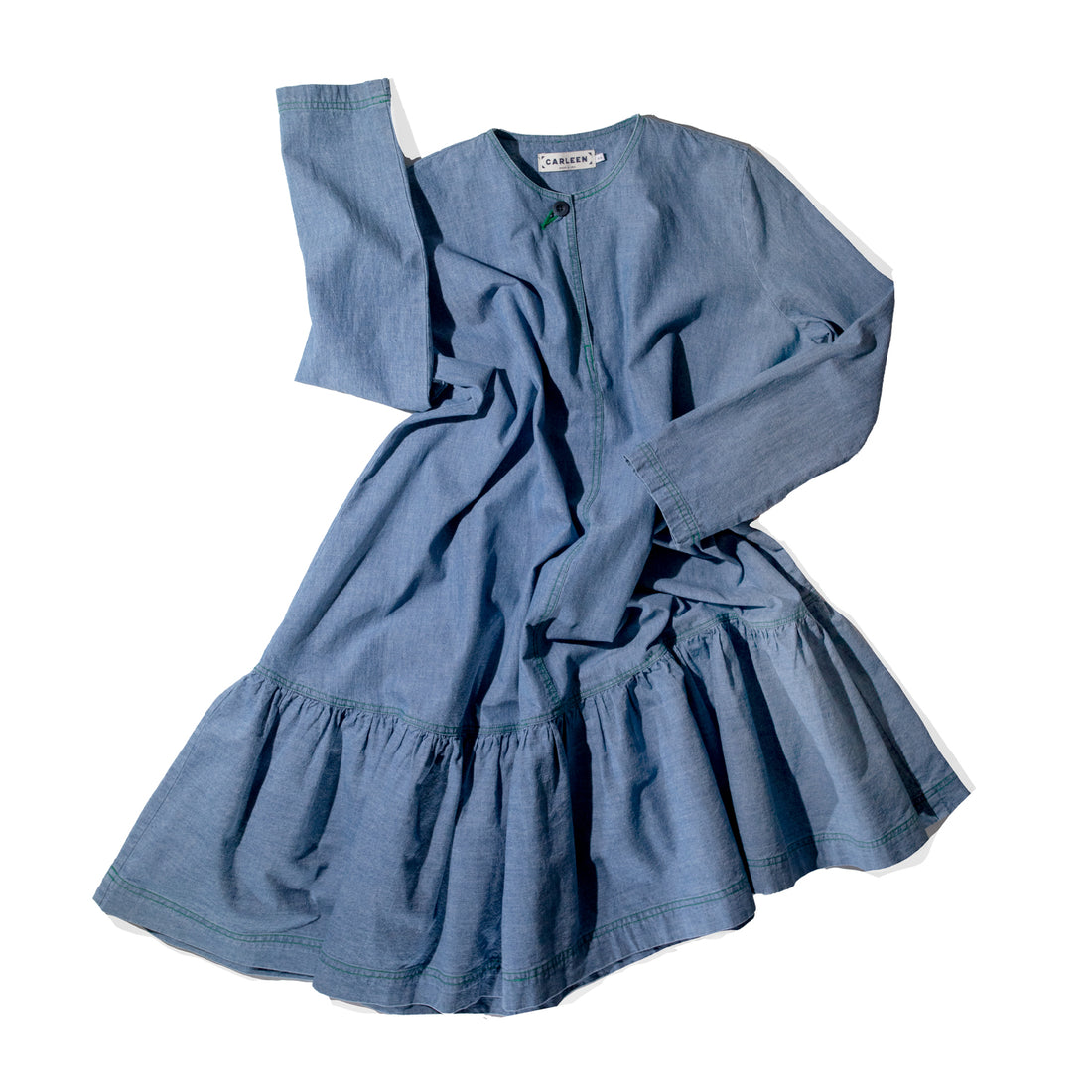 Carleen Twirl Dress in Medium Wash Chambray