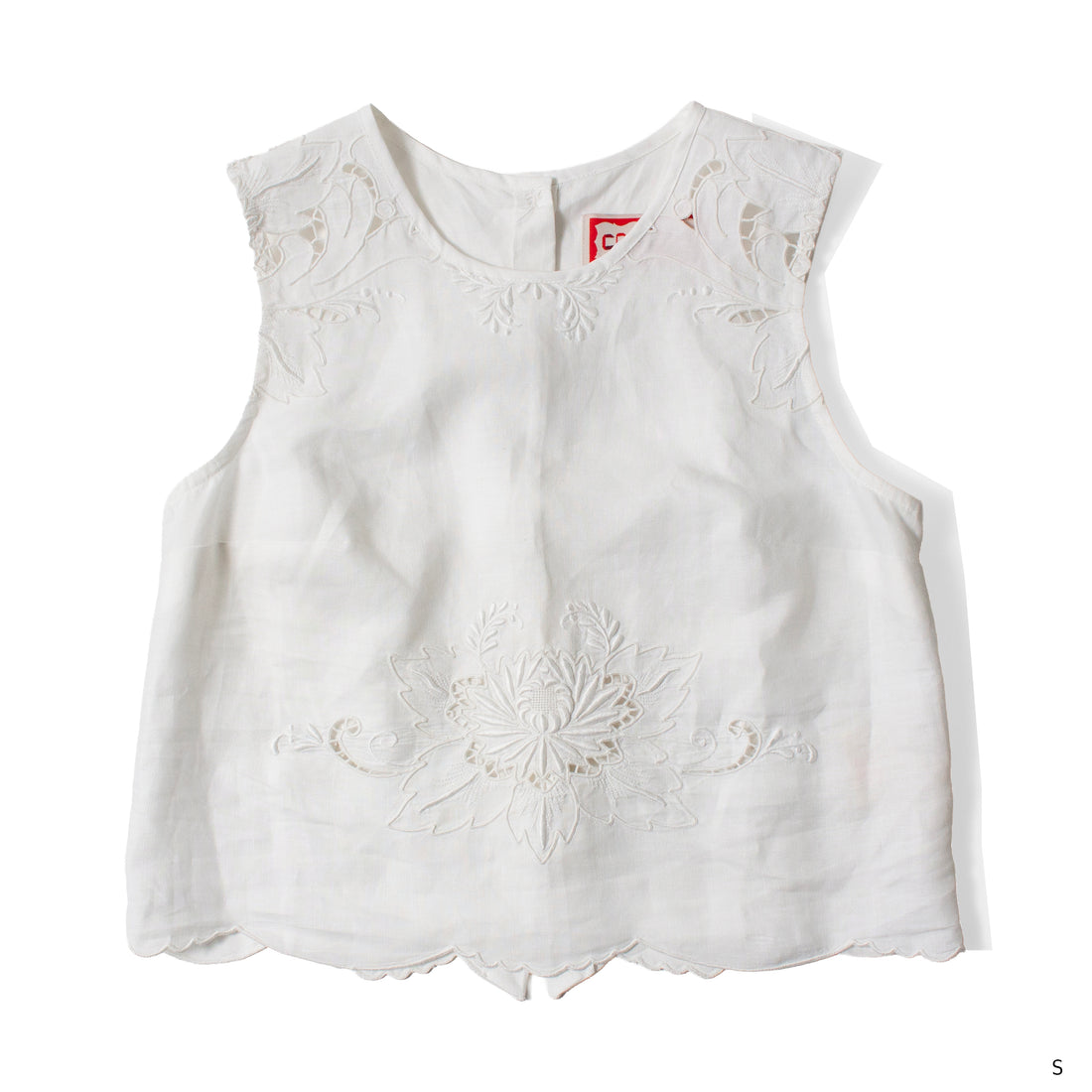 Carleen Zoe Sleeveless Shell in White Tablecloth