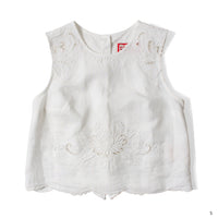 Carleen Zoe Sleeveless Shell in White Tablecloth