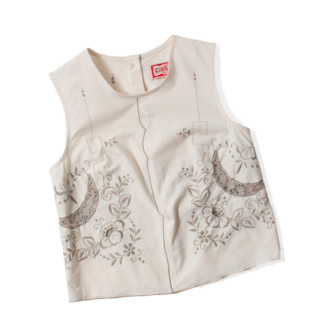 Carleen Zoe Sleeveless Shell in White Tablecloth