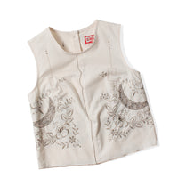 Carleen Zoe Sleeveless Shell in White Tablecloth