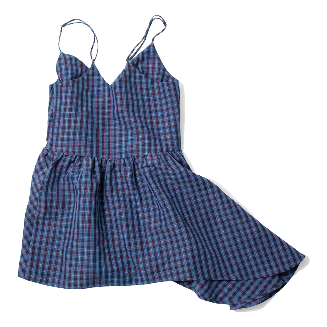 Caron Callahan Gail Top in Cornflower Navy Plaid