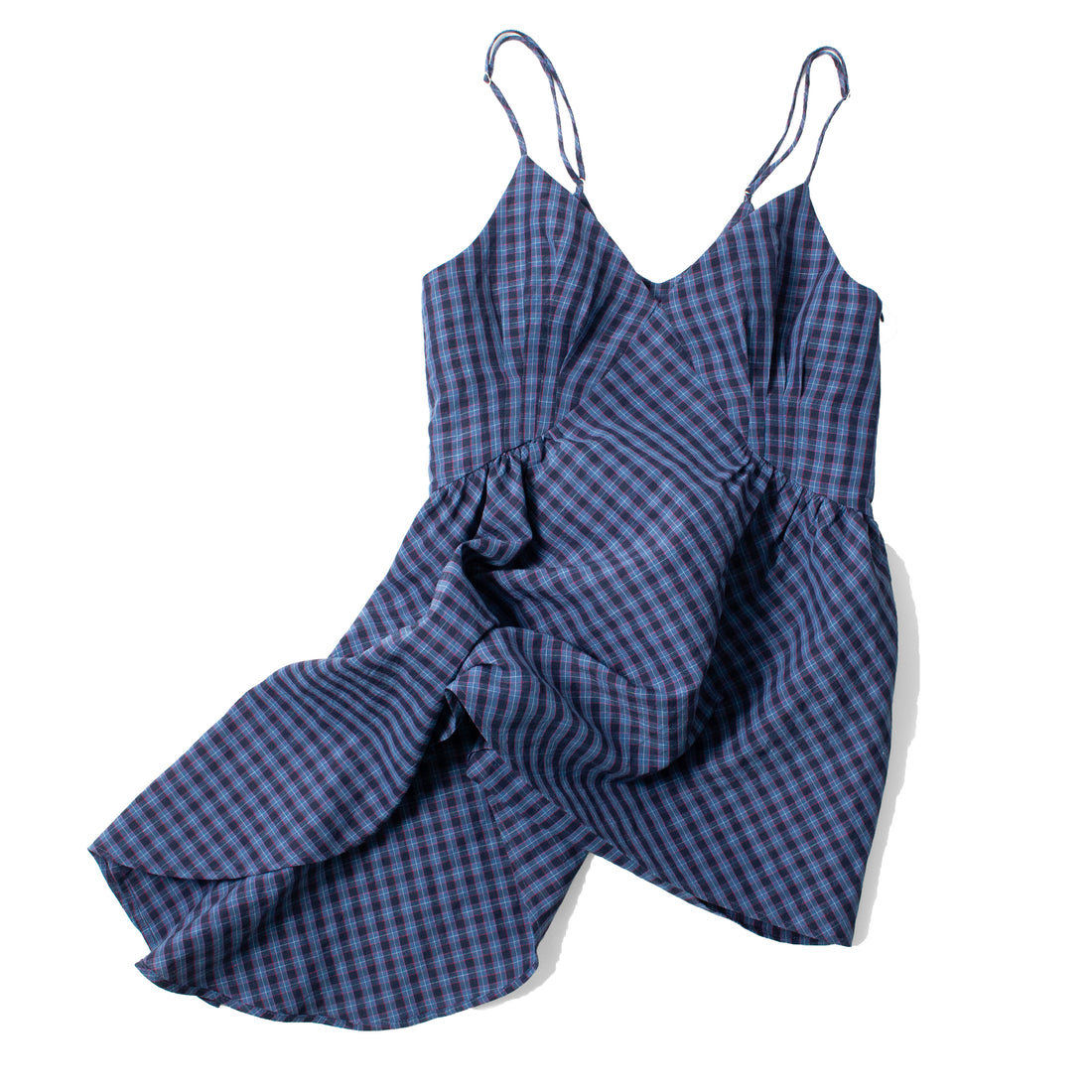 Caron Callahan Gail Top in Cornflower Navy Plaid