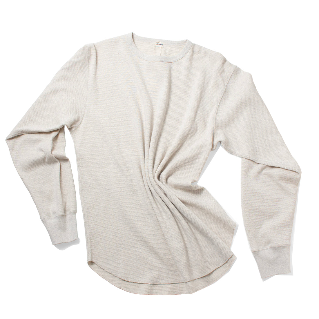 Chimala Unisex Honeycomb Waffle Crew Top in Oatmeal