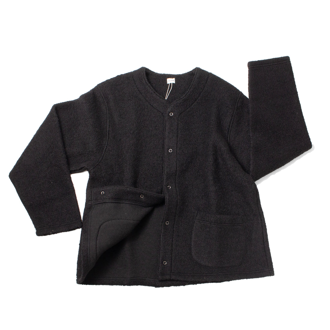 Chimala Unisex New Zealand Wool Sheep Pile Snap Cardigan in Black