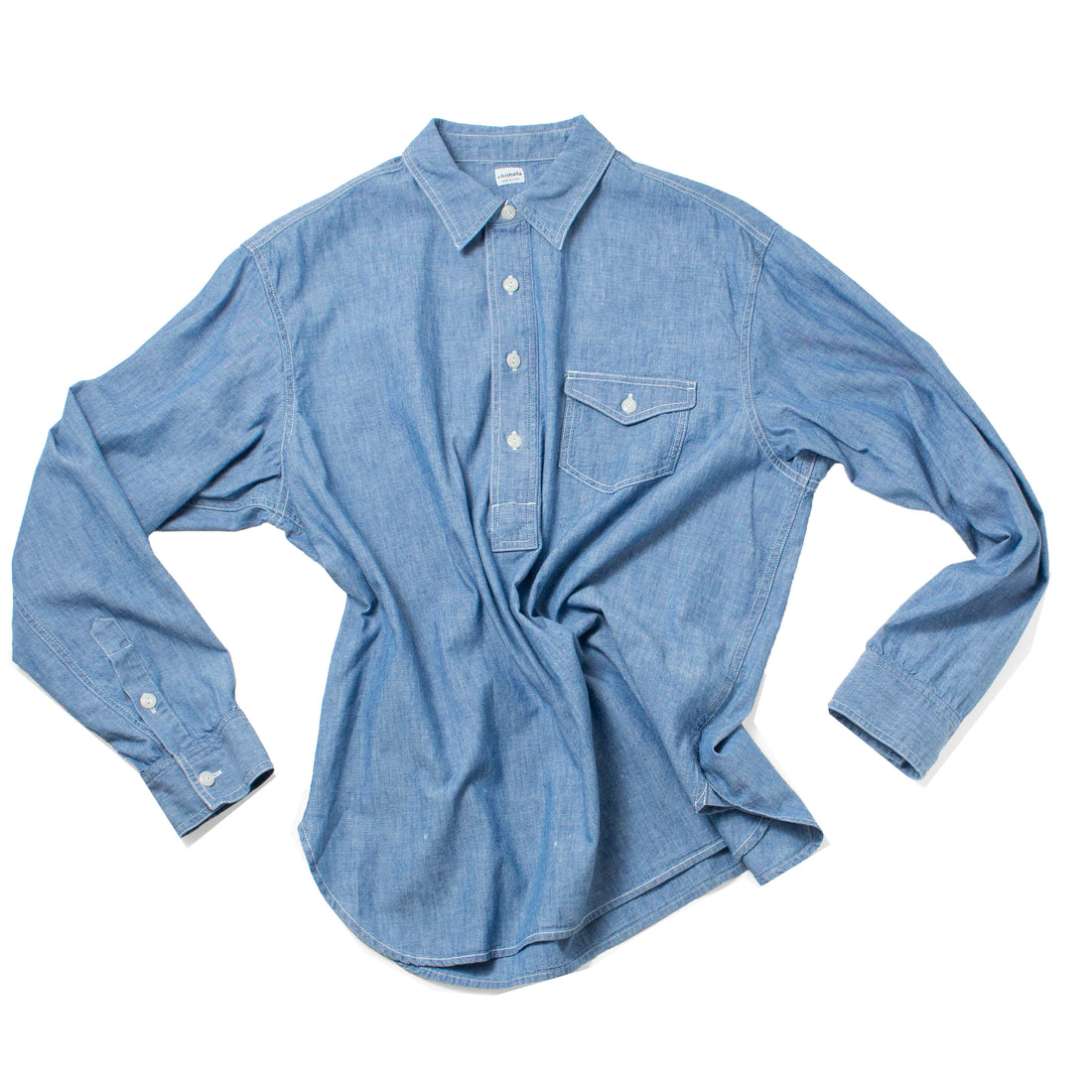 Chimala Unisex Slub Yarn Chambray Pullover Shirt in Chambray