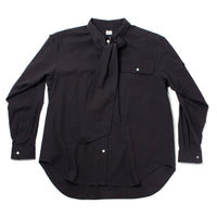 Chimala Women's Cotton Dobby Bow Tie Blouse in Black