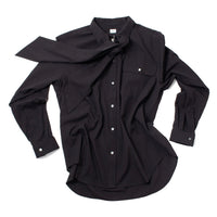 Chimala Women's Cotton Dobby Bow Tie Blouse in Black