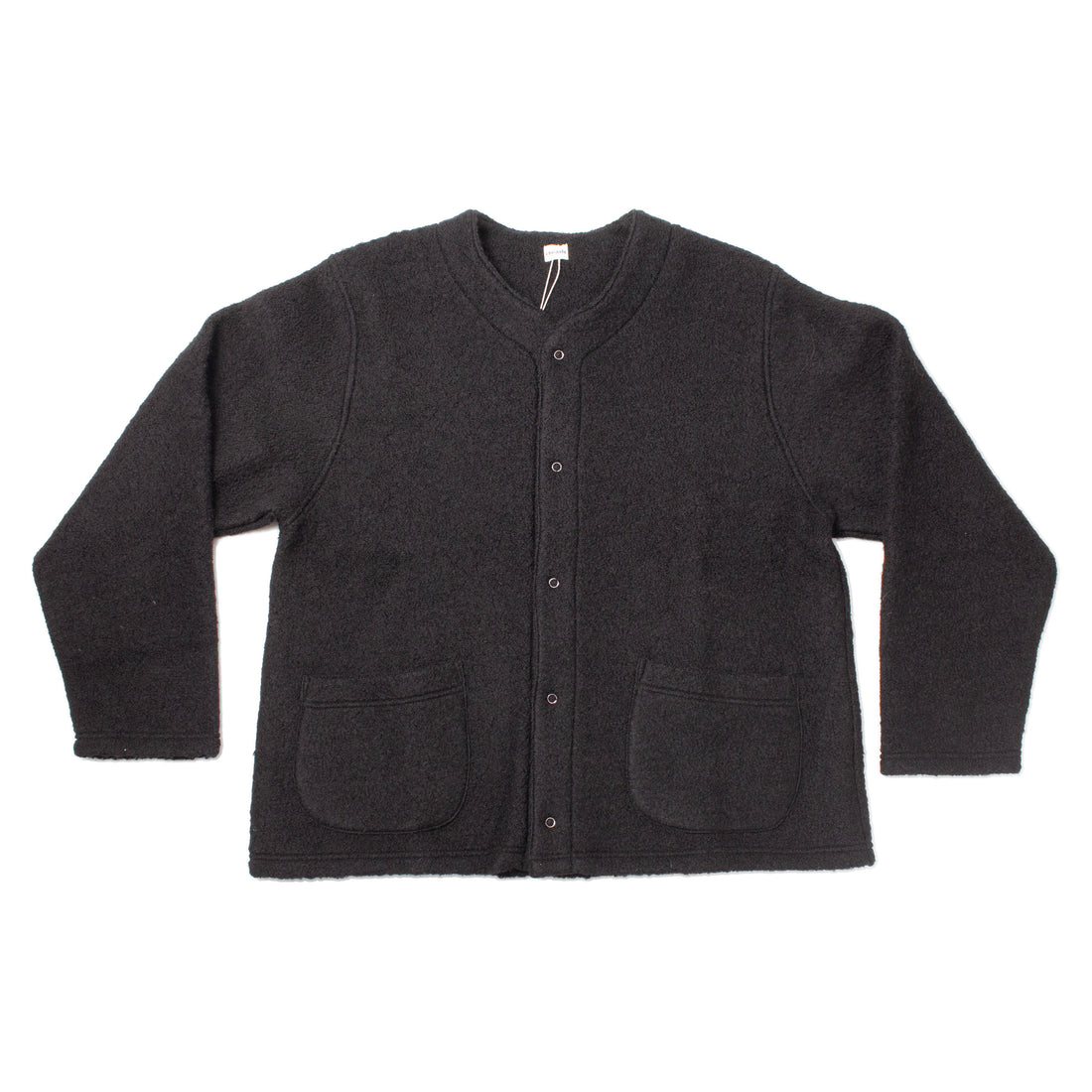 Chimala Unisex New Zealand Wool Sheep Pile Snap Cardigan in Black