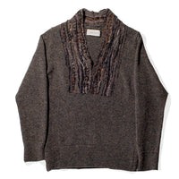 Correll Correll Wool Strand Sweater in Gray/Brown Donegal