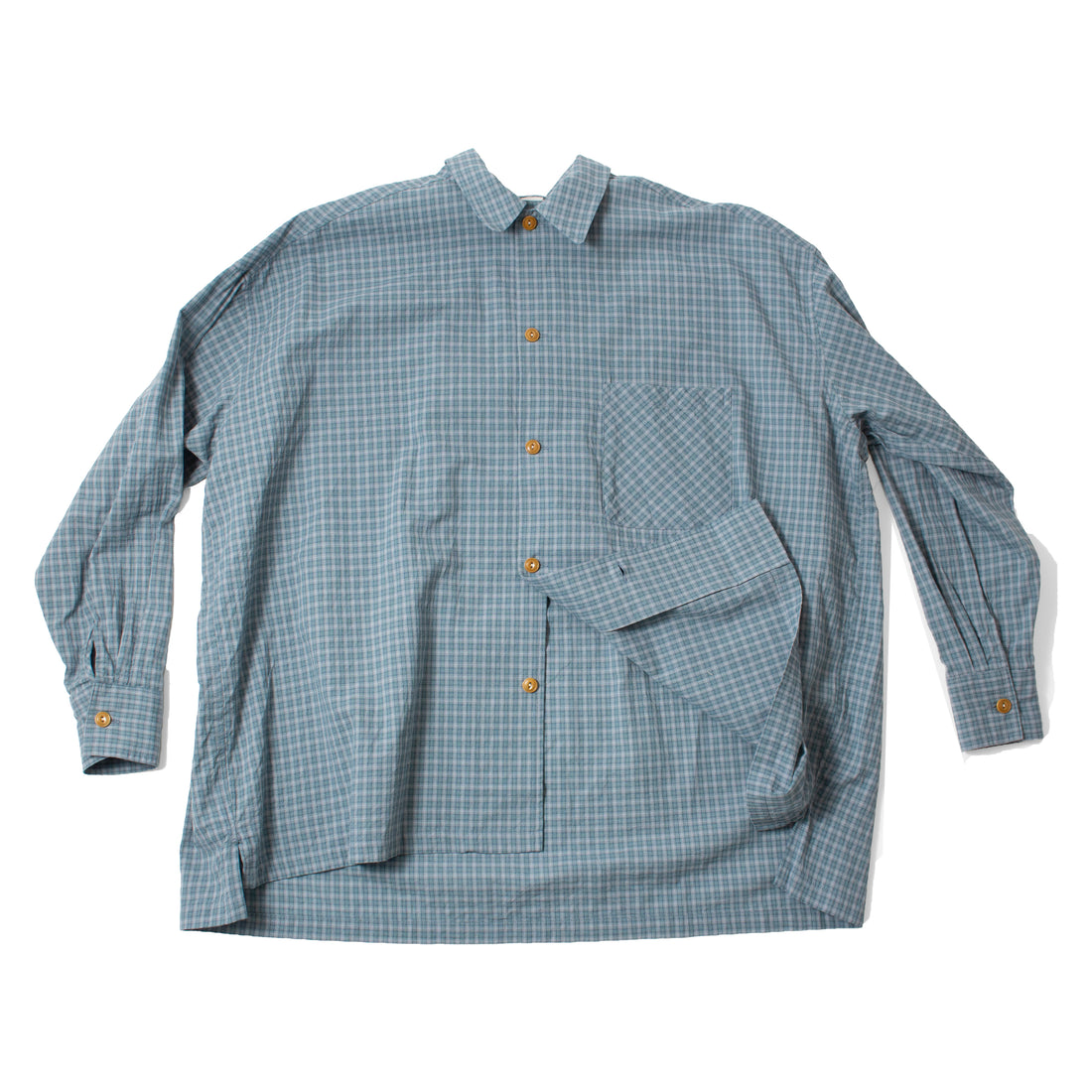 Dopple & Scent Dobby Check Oversized Shirt in Blue