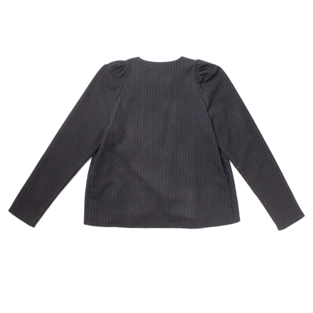 Eleph Bows Shirt in Black Pinstripe