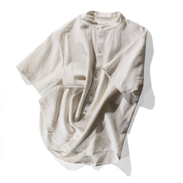 Evam Eva Water Linen Half Sleeve Shirt in Antique White