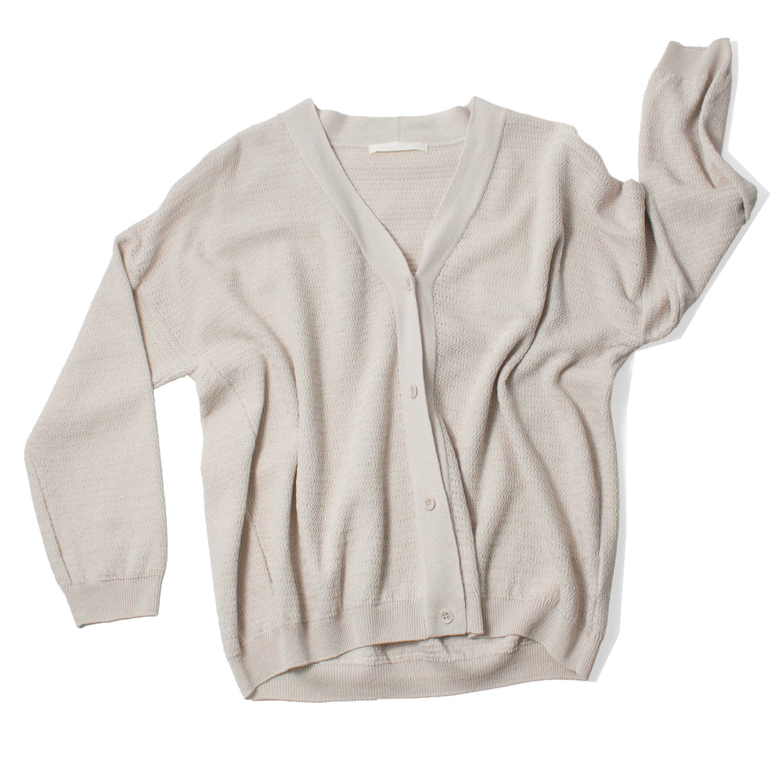 Evam Eva Cotton Paper Yarn Cardigan in Ivory