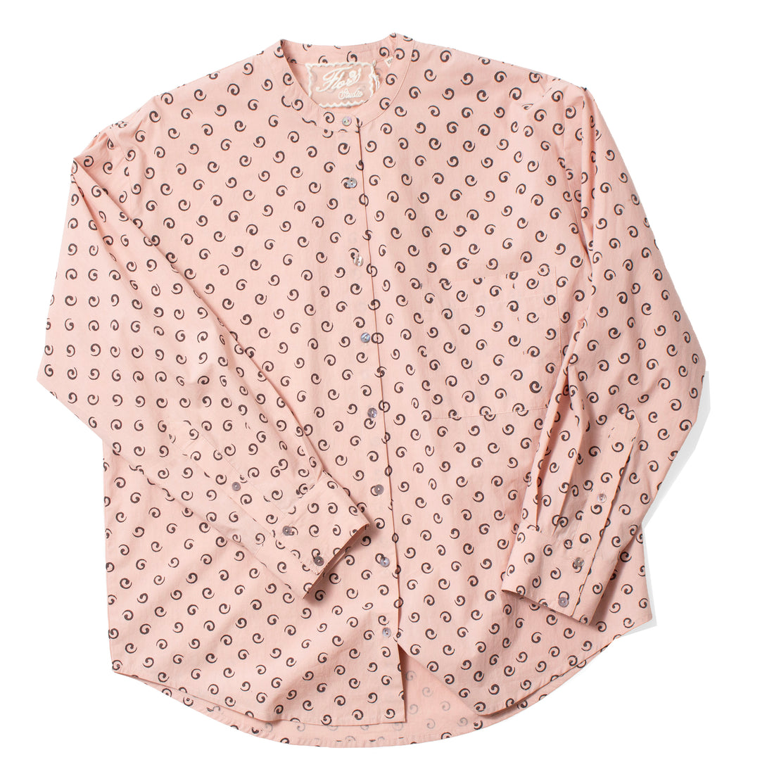 Flor Studio Margarita Buttondown in Pink/Brown Swirl