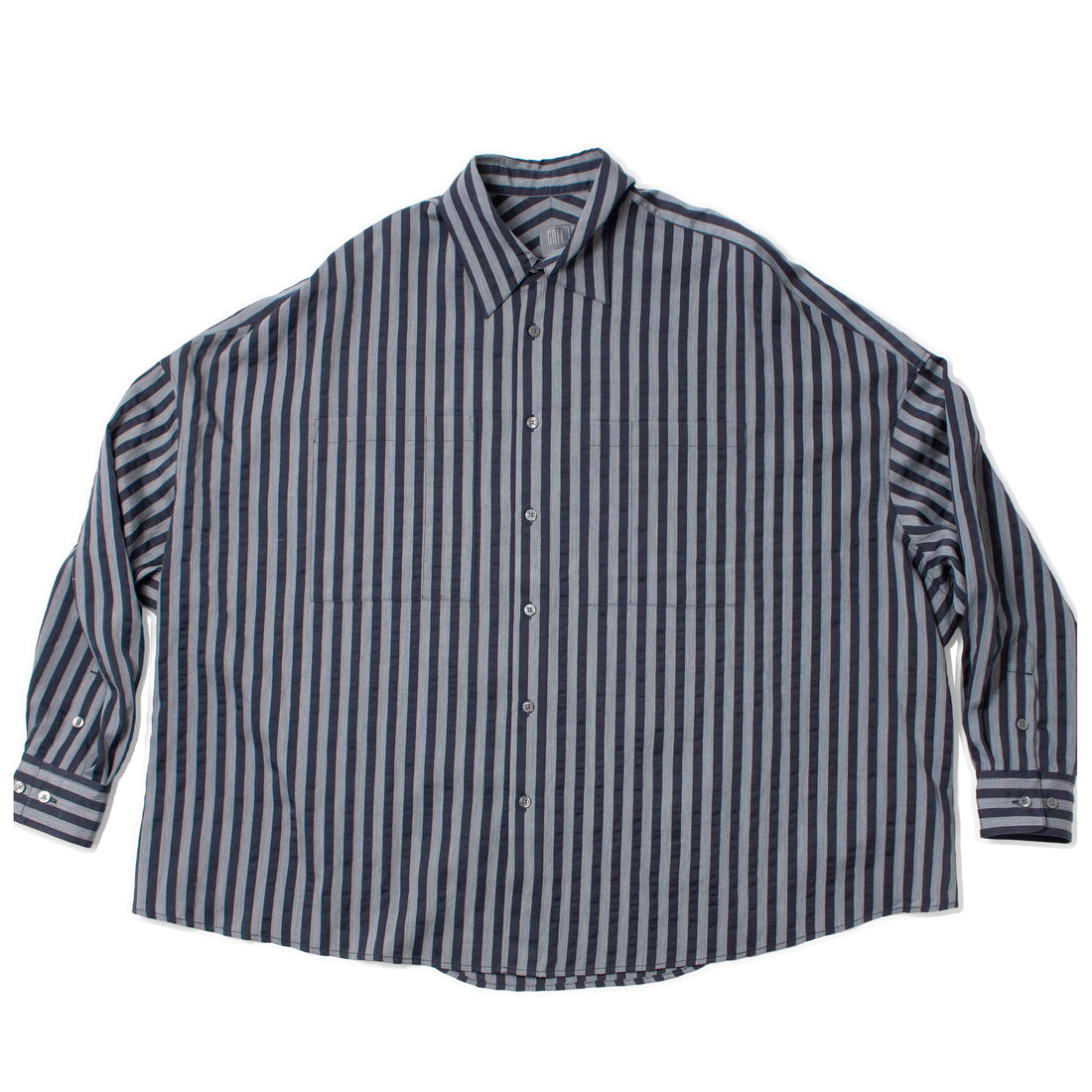 Grei Oversized IO Shirt in Wide Ripple Stripe Blue Mix
