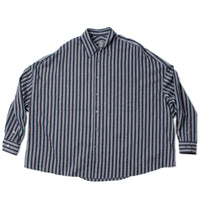 Grei Oversized IO Shirt in Wide Ripple Stripe Blue Mix