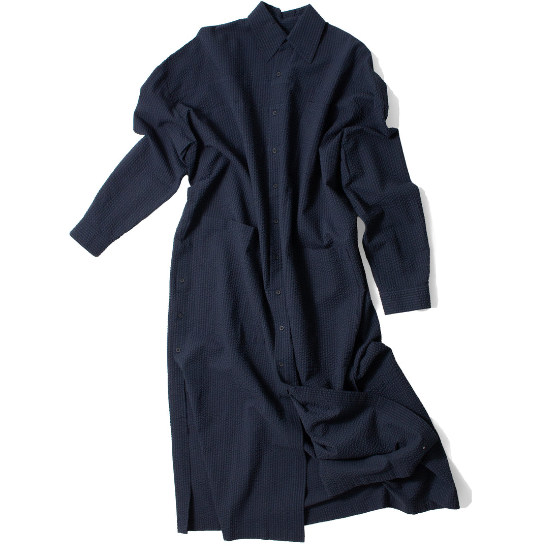 Grei Relaxed Kaftan Shirt Dress in Midnight