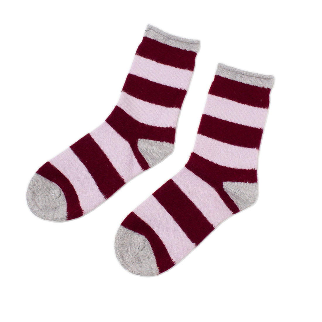 Hansel from Basel Wide Stripe Cashmere Crew in Orchid