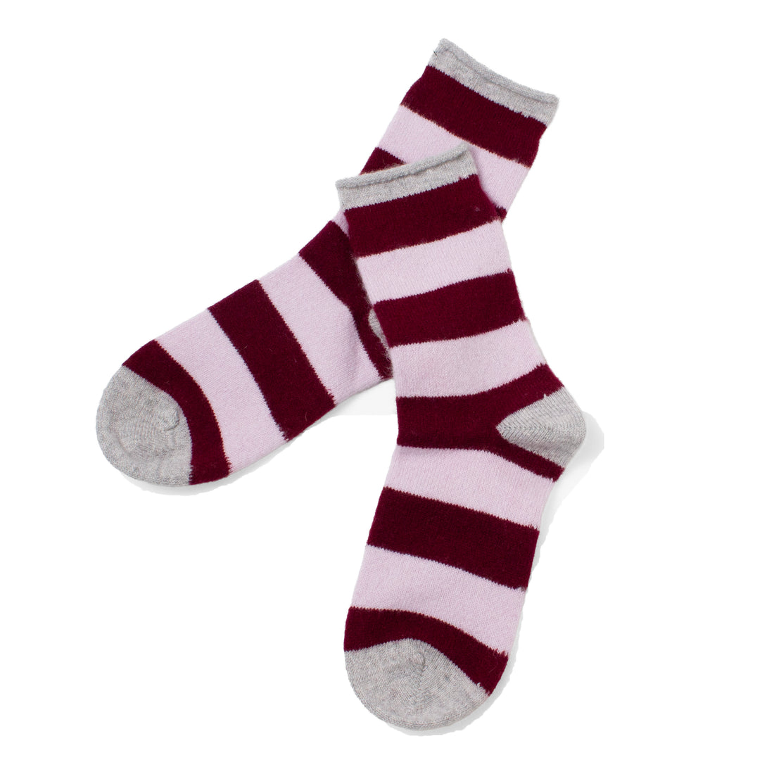 Hansel from Basel Wide Stripe Cashmere Crew in Orchid