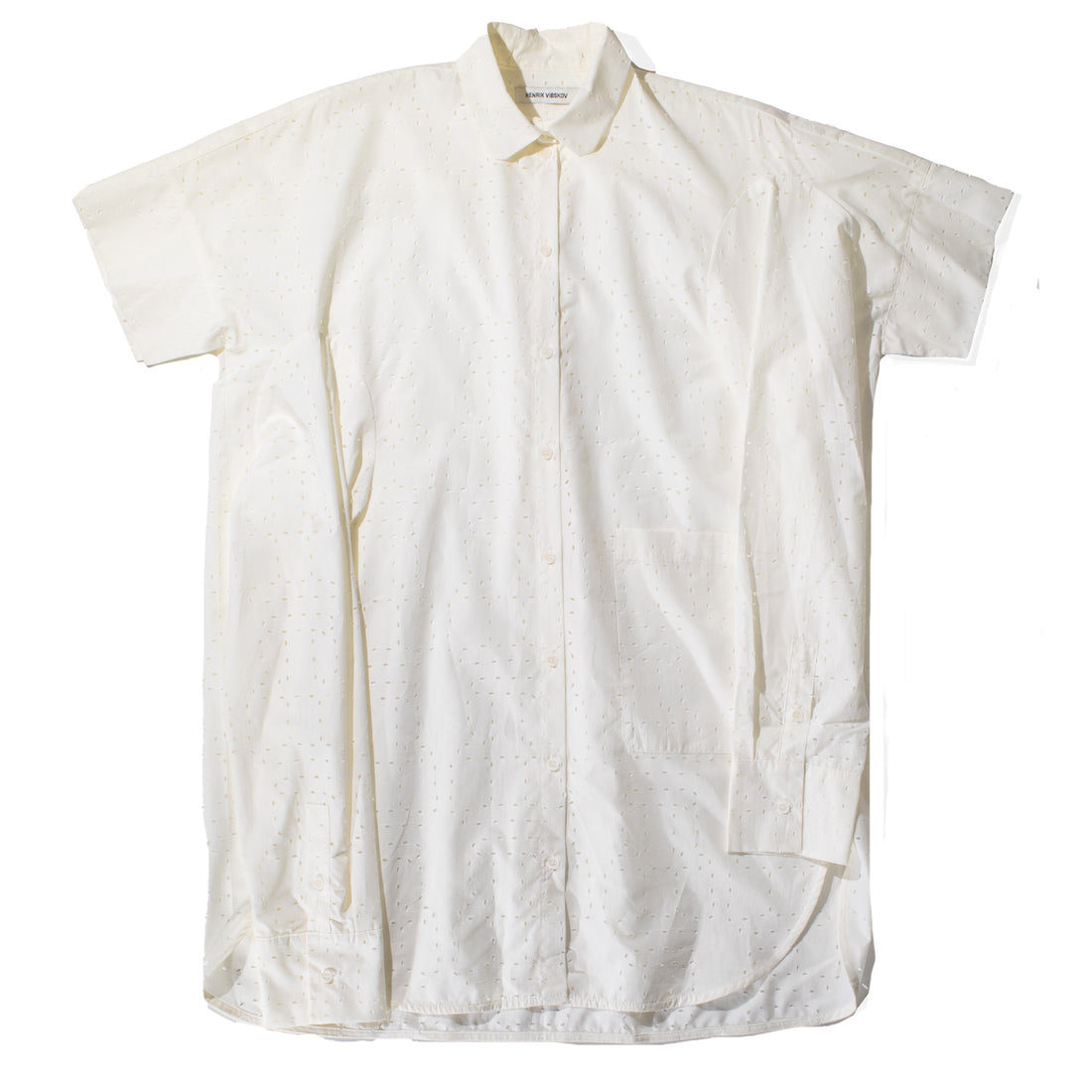 Henrik Vibskov Fold Shirt Dress in White Punched Boxes