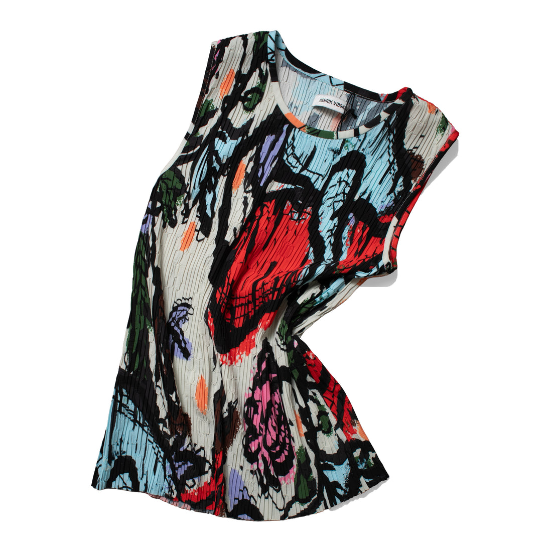 Henrik Vibskov Sleeveless Plissé Top in Carrots