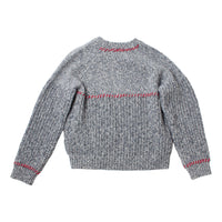 Henrik Vibskov Stitch Jumper in Red Stitch Grey Melange