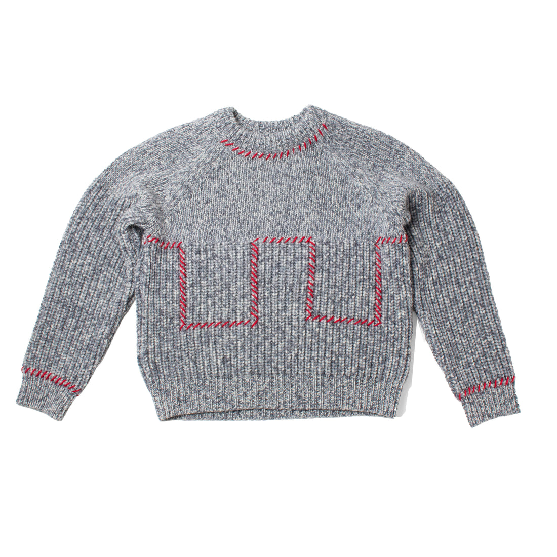 Henrik Vibskov Stitch Jumper in Red Stitch Grey Melange