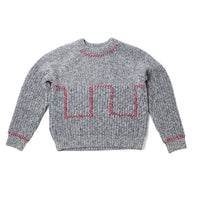 Henrik Vibskov Stitch Jumper in Red Stitch Grey Melange