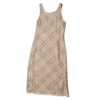 Hope Glass Dress in Painted Beige Check Silk