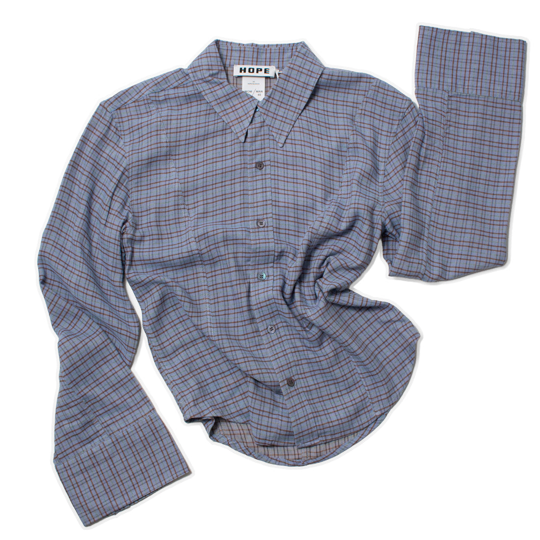 Hope Shape Shirt in Blue Check Viscose