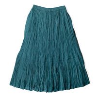 ICHI Crinkle Skirt in Blue Green
