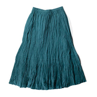 ICHI Crinkle Skirt in Blue Green