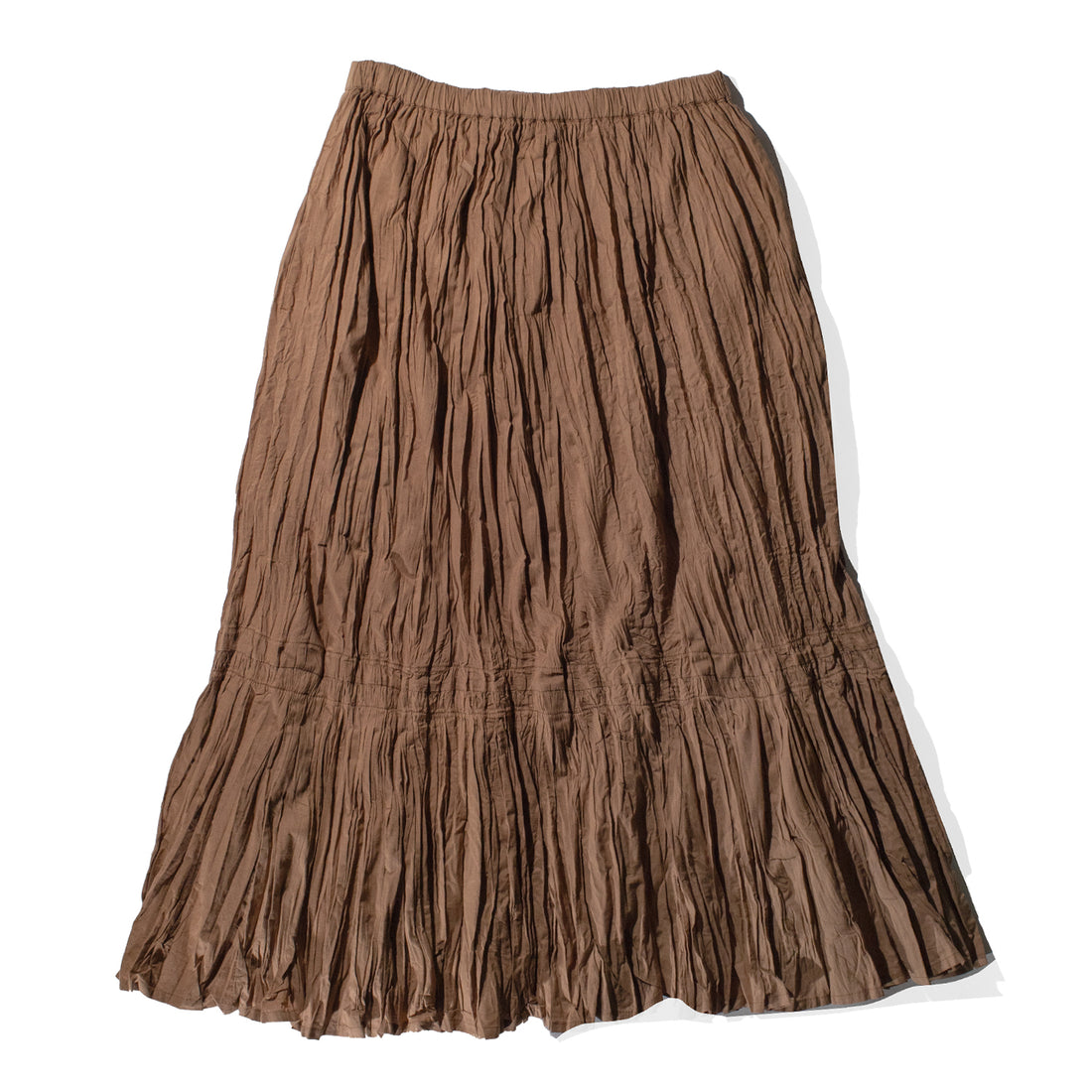 ICHI Crinkle Skirt in Mocha Brown