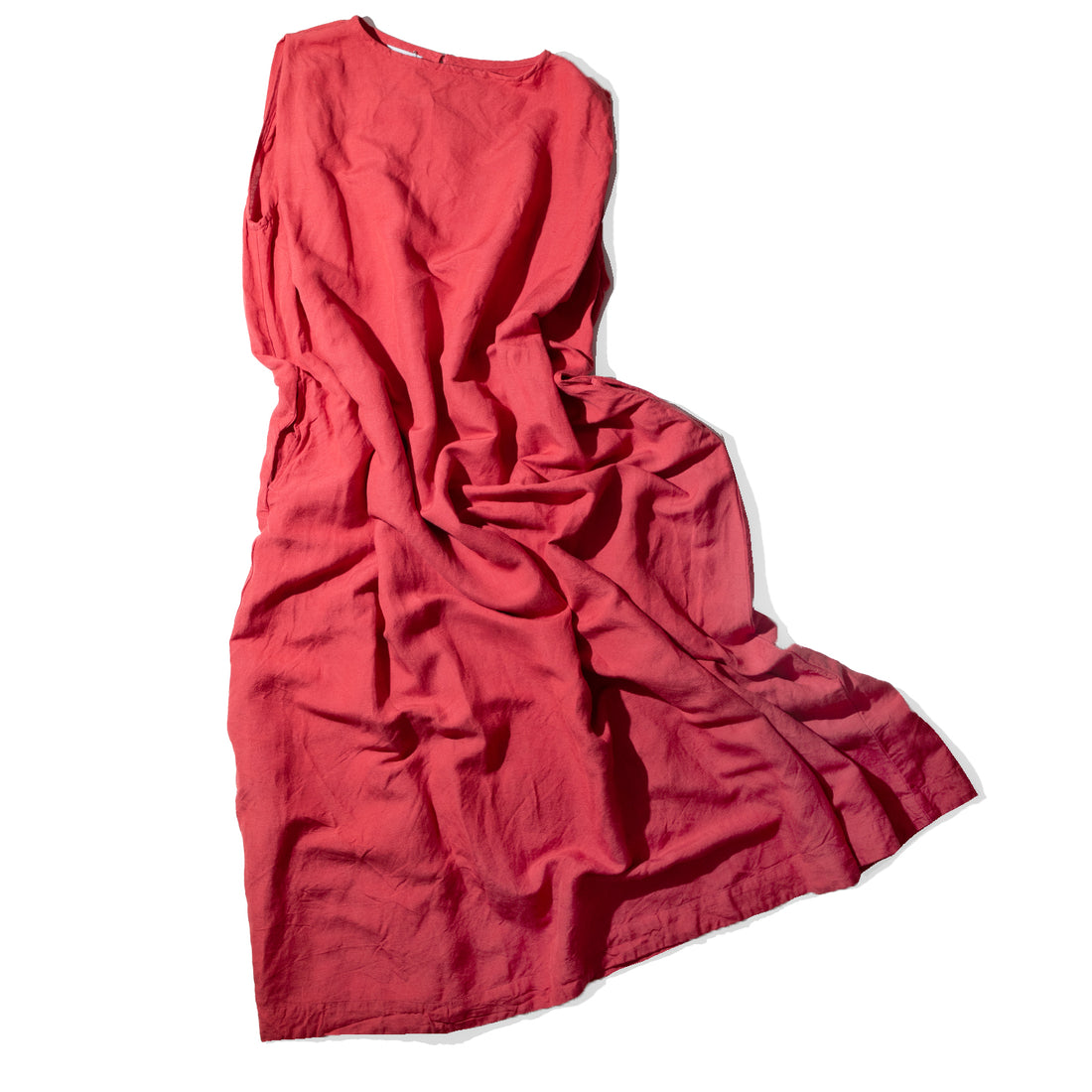 ICHI Rayon Linen Canvas Dress in Red