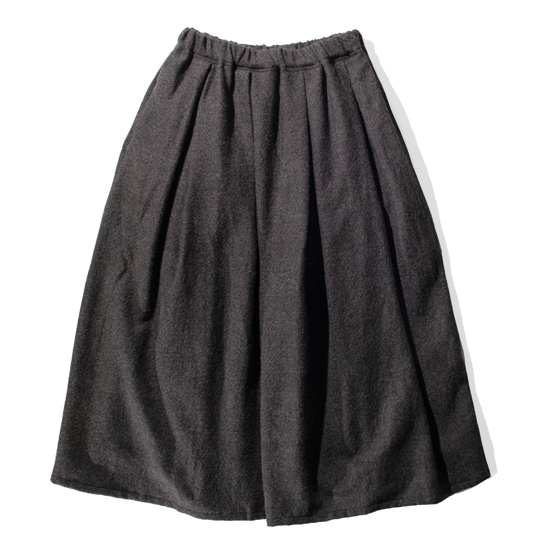ICHI Woven Wool Skirt in Dark Brown