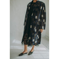 Henrik Vibskov Flat Coat in Brushed Black Squares