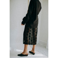 Proche Embroidered Tulle Slip Skirt in Black