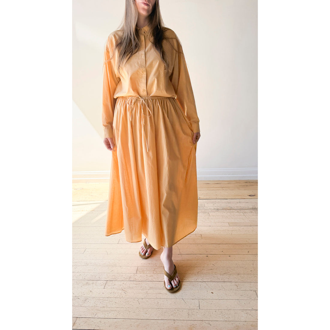 Apiece Apart Hanne Tie Maxi Skirt in Sun Butter
