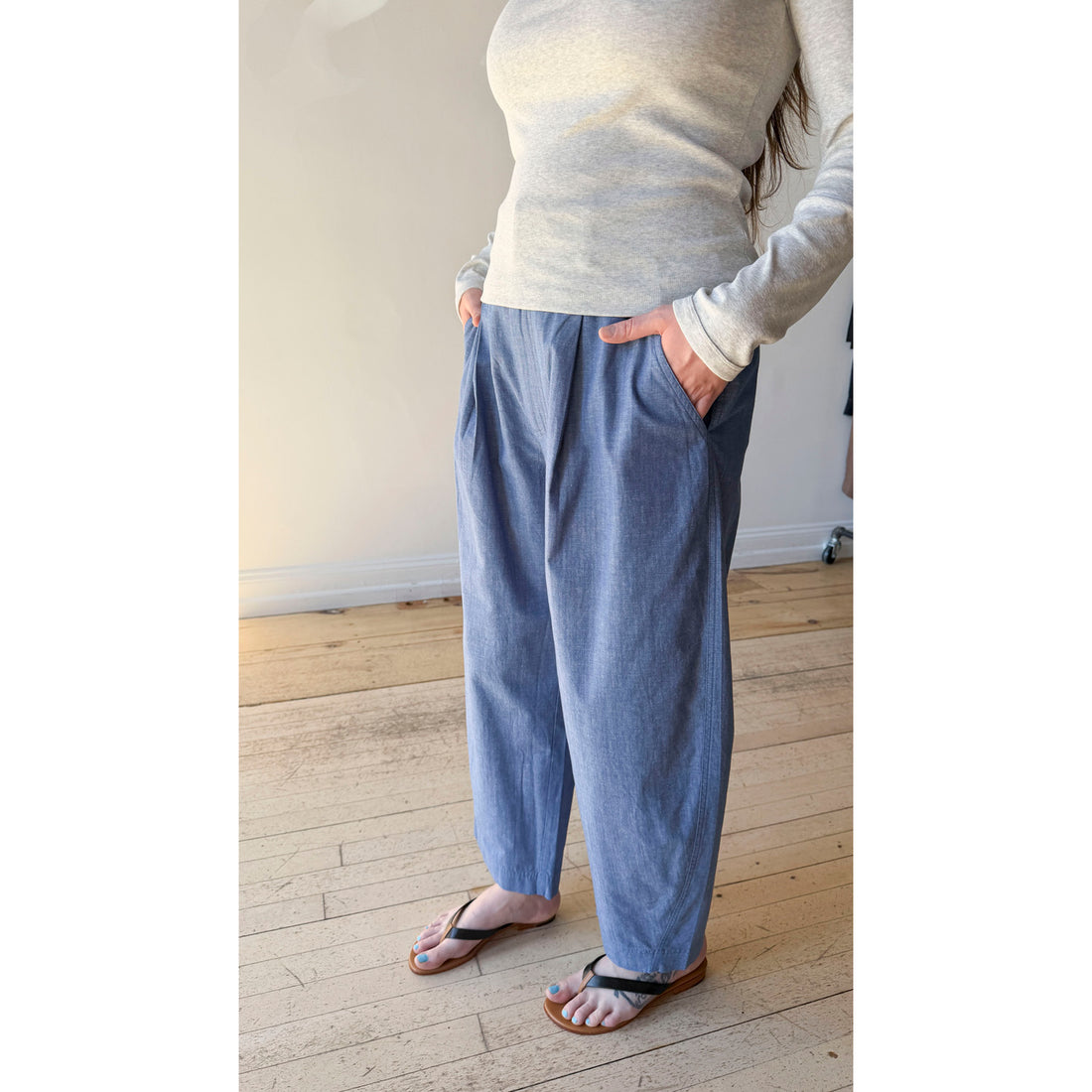 Apiece Apart Bari Crop Trouser in Chambray