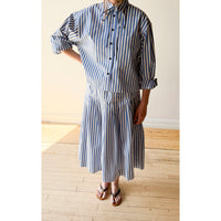 Kasmaria Cropped Shirt with Tie in Yarn Dye Stripe