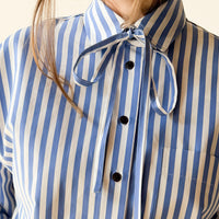 Kasmaria Cropped Shirt with Tie in Yarn Dye Stripe